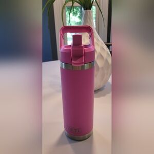 Yeti Wildflower Fuscia 18 Oz Rambler With Marching Straw Lid.